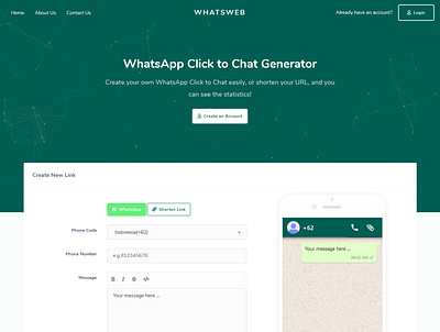 Whatsweb - WhatsApp Click to Chat Generator chat click ctype generator json openssl pdo php whatsapp whatsweb xml