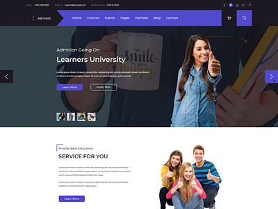 Learners Education PSD Template class college course education institute instructor learn lesson library school student study teacher training university