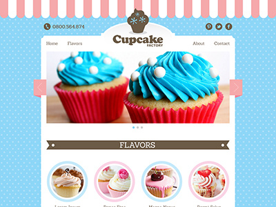 Cupcake Factory - Sweet & Modern PSD Template business clean creative cupcake elegant food minimal modern psd single page template