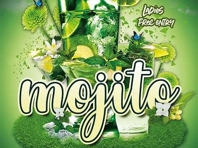 Mojito Party artwork flyer psd template unique