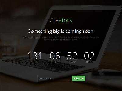 Creators Coming Soon Template ajax contact form background slider bootstrap3 jquery countdown mailchimp subscribe form responsive two layouts