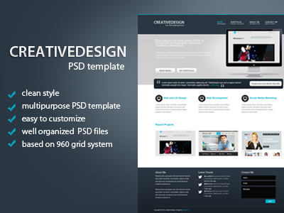Creativedesign - PSD Template agency business clean minimal multipurpose photoshop portfolio template web design