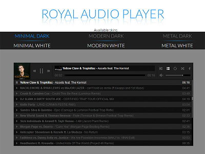 Royal Audio Player audio categories html5 mp3 music player playlist plugin podcast song soundcloud