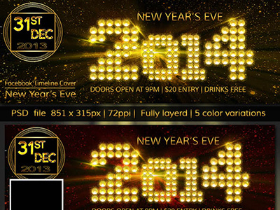 New Year's Eve Party - FB Timeline Cover business timeline club party concept facebook holiday new year party seasonal timeline cover winter