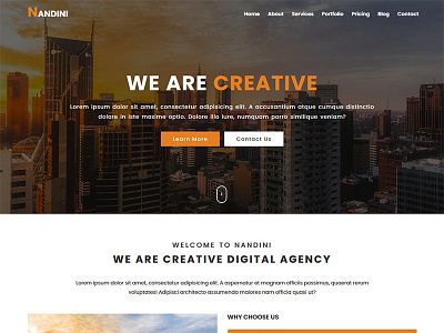 Nandini - One Page Business HTML Template agency blog business corporate creative landing marketing multipurpose social startup