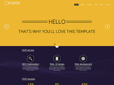 Hexagon - One Page PSD template