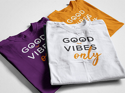 GOOD VIBES only T-shirt Design apparel brand clothing colorful custom design eyecatching funny tshirt