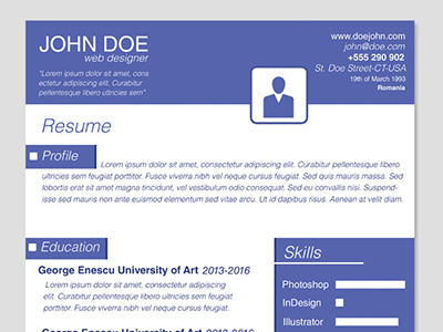 Clean Blue CV Resume Template+Cover blue resume business resume business style clean resume cv psd cv psd resume psd template resume
