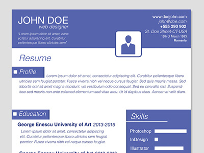 Clean Blue CV Resume Template+Cover