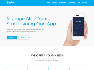 JoyRe - Responsive App Landing Page app applanding boostrap4 design html5