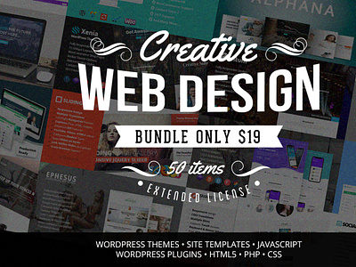 Creative Web Design Bundle with 50 Premium Items - Only $19 wordpress