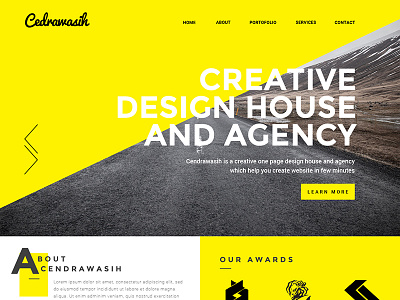 Cendrawasih - Creative One Page PSD Template agencies art bootstrap business creative landing page modern onepage studio theme yellow