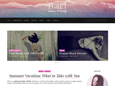 Egret Fashion Wordpress Theme beauty blog bootstrap creative design elegant fashion feminine minimal news personal responsive