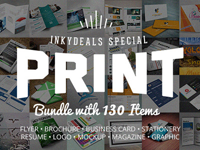 The Ultimate Print Templates Bundle with 130 Items - Only $19 brochure card flyer graphic logo magazine mockup resume stationery