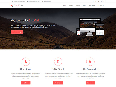 CleaThin - Multipage Bootstrap Business Template blog bootstrap clean forms multipage portfolio projects responsive working