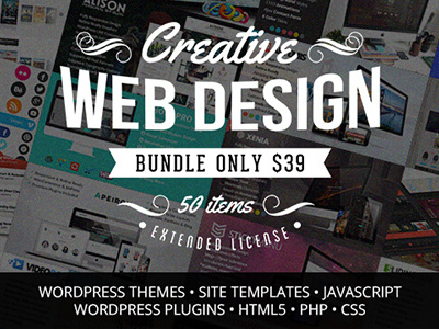 Creative Web Design Bundle with 50 Premium Items – Only $39 bundle css deal design html magento php plugin site theme web wordpress