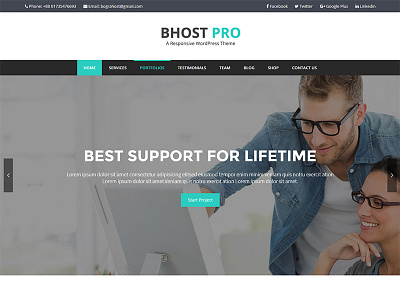 BHOST PRO - Responsive WordPress Theme agency bootstrap business company corporate freelancer individual portfolio wordpress