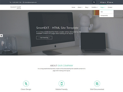SmartEXT - Responsive HTML Site Template blog business color corporate form landing minimal portfolio projects responsive