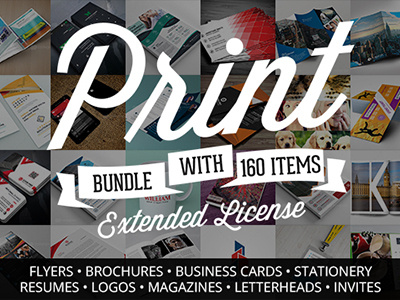 Creative Print Templates Bundle with 160 Items – Only $39 brochure bundle card deal flyer logo magazine print resume stationery