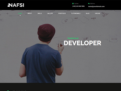 Nafsi - Responsive Personal vCard Template black dropdowns fast good green jquery mobile one page responsive
