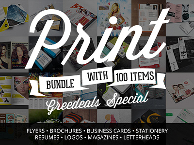 Pack Of 100 Flyers, Brochures, Business Cards & Misc Templates brochure bundle card deal flyer letterhead logo magazine resume stationery