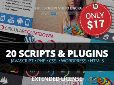 2017 Mega WordPress Bundle | 10 Scripts & 10 Plugins css html5 javascript php plugin script wordpress