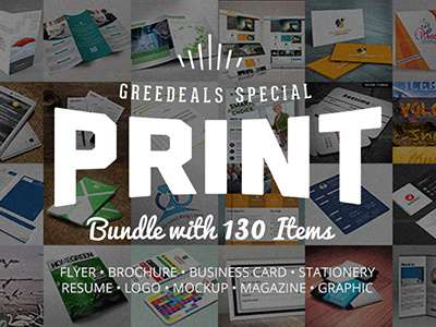 130 Print Templates Bundle - only $19 brochure bundle card deal flyer logo print resume stationery template