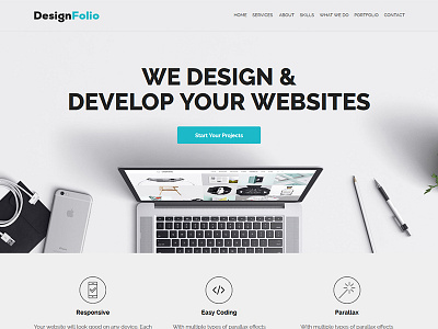 designFolio - Responsive One Page Adobe Muse Template agency box creative design designer graphic light media photographer portfolio template