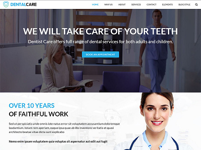 Dentist - Dental One Page WordPress Theme