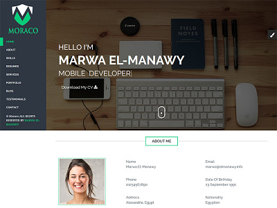 MORACO - Personal Vcard Resume HTML Template