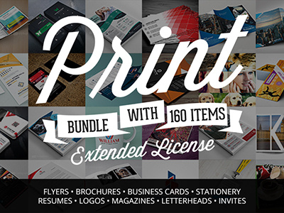 Creative Print Templates Bundle with 160 Items brochure bundle card codegrape deal flyer greedeals logo magazine resume