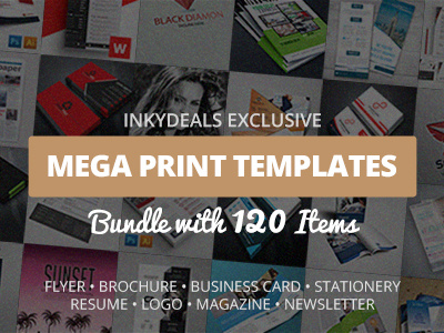 120 Mega Print Templates Bundle – Only $39 brochure bundle business card codegrape flyer inkydeals logo magazine newsletter resume stationery