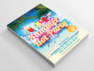 Summer Hot Party Flyer beach bold flyer hot party sleek summer vintage