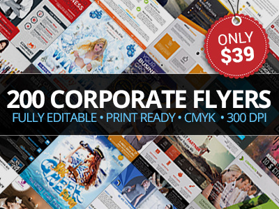 200 Corporate Flyers with Extended License - Only $39 bundle cmyk corporate deal design flyer graphic offer print ready