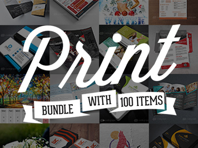 100 Print Templates Bundle with an Extended License - Only $19 brochure bundle card flyer letterhead logo magazine print resume stationery template webmasterdeals