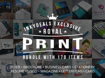 Royal Print Templates Bundle With 170 Items brochure bundle card deal flyer logo print resume stationery