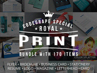 Royal Print Templates Bundle with 170 Items - Only $19 brochure bundle card deal flyer logo magazine resume stationery