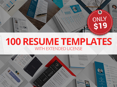 100 Resume Templates with Extended License – Only $19 bundle codegrape deal extended layout resume template