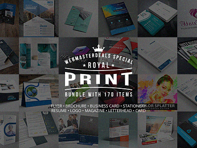 Royal Print Templates Bundle with 170 Items - Only $19 brochure bundle card codegrape deal flyer logo print resume stationery