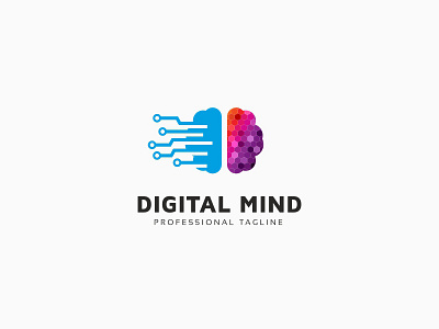 Digital Mind Logo abstract app blue colorful creative digital logo modern