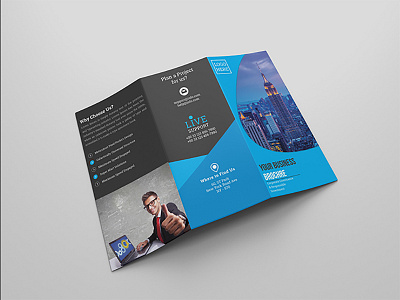 Corporate Trifold Brochure artistic blue brochure building computer corporate graph stationery