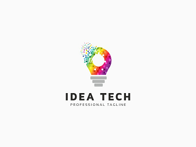 Idea Tech Logo abstract brain bulb business creative cube hexagon logo