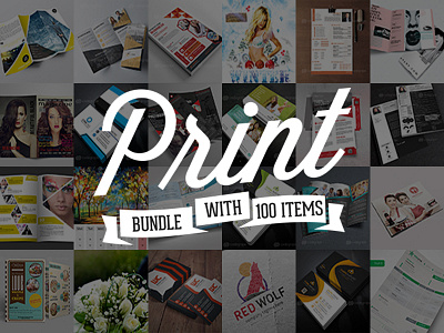 Elegant Print Templates Bundle with 100 Items – Only $19 action brochure bundle card deal flyer invite letterhead logo magazine resume stationery