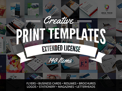 Creative Print Templates Bundle with 140 Items - Only $29 brochure bundle card creative flyer invite letterhead logo magazine print resume stationery