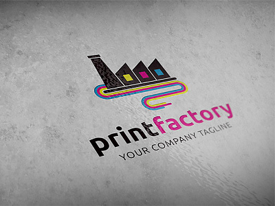 Print Factory Logo abstract cmyk design equipment isolated logo press print screen template vector