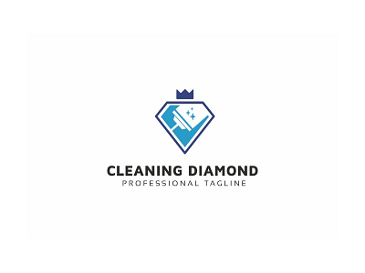 Cleaning Diamond Logo broom bubble cleaning colorful glistened housekeeping logo maid service soap