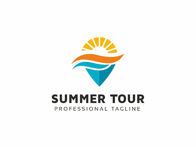 Summer Tour Logo airplane aviation beach blue business colorful company eps holiday logo