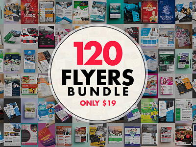 120 Flyer Templates Bundle with Extended License 300dpi bundle cmyk corporate customizable deal flyer print psd template