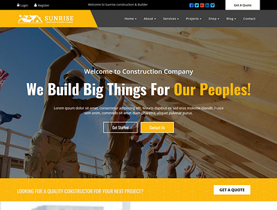 Sunrise Construction & Builder Company Responsive HTML Template architecture builder building business clean company construction corporate industry