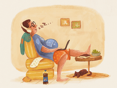 Post-biriyani hours! WFH. digital illustration digitalart illustration procreate workfromhome